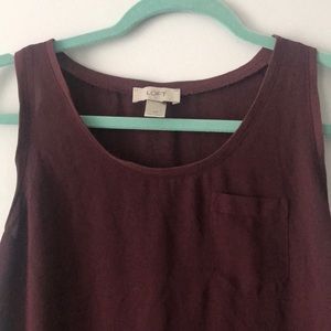 LOFT XS Maroon Tank Top Blouse with Pocket